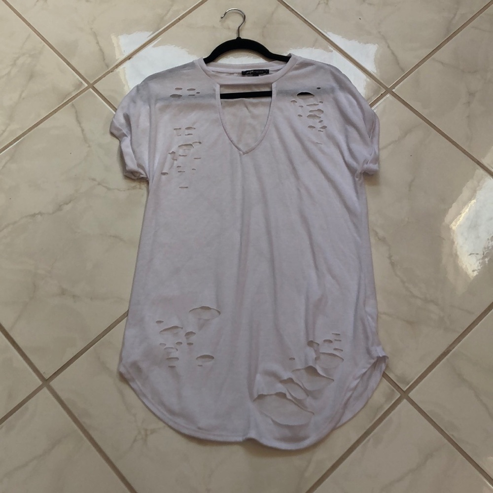 White oversized Distressed T-Shirt